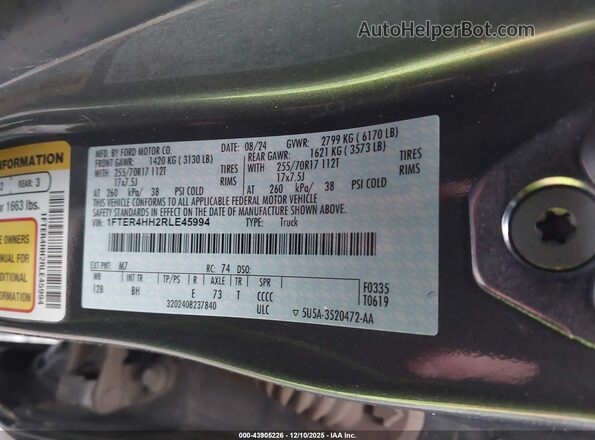 1FTER4HH2RLE45994 2024 FORD RANG Gray Вид підкапотного простору