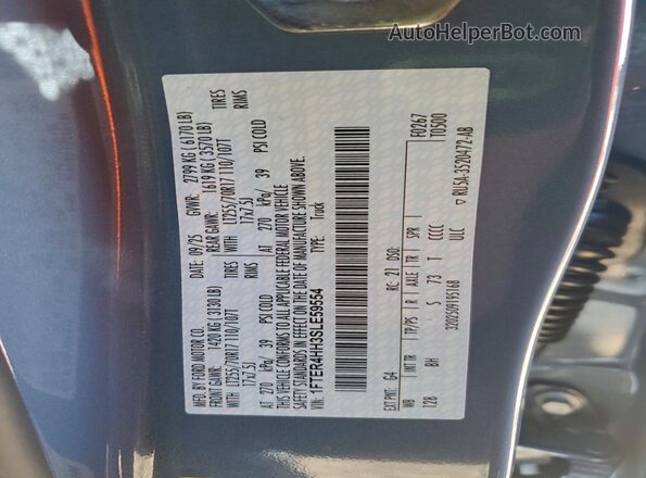1FTER4HH3SLE59554 2025 FORD RANG Blue Widok naklejki z numerem VIN
