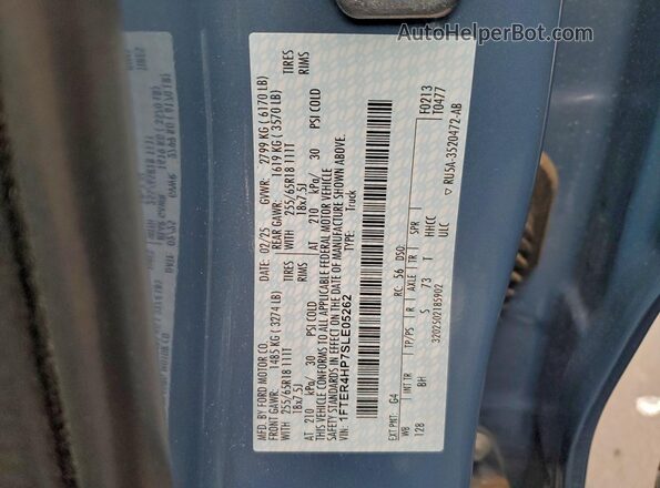 1FTER4HP7SLE05262 2025 FORD RANG Silver Вид наклейки з VIN-кодом