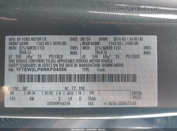 1FTEW2LP9RKF04556 2024 FORD F150 Gray Engine compartment view