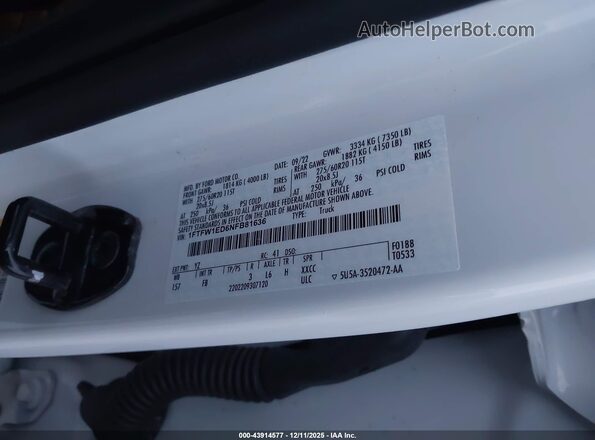 1FTFW1ED6NFB81636 2022 FORD F150 White ძრავის განყოფილების ხედი