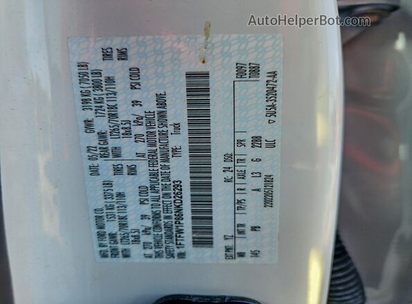 1FTFW1P86NKD26293 2022 FORD F150 Белый Вид подкапотного пространства