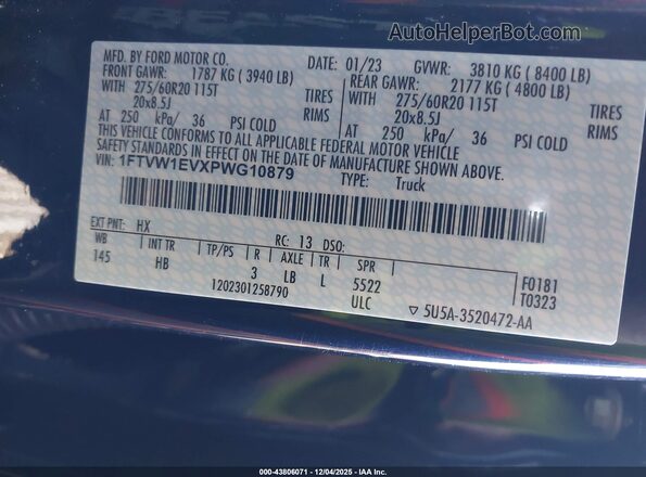 1FTVW1EVXPWG10879 2023 FORD F-150 LIGHTNING Blue Widok komory silnika