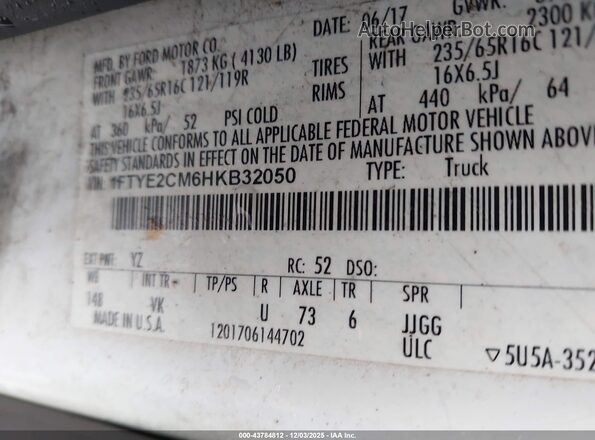 1FTYE2CM6HKB32050 2017 FORD TRANSIT-150 White Engine compartment view
