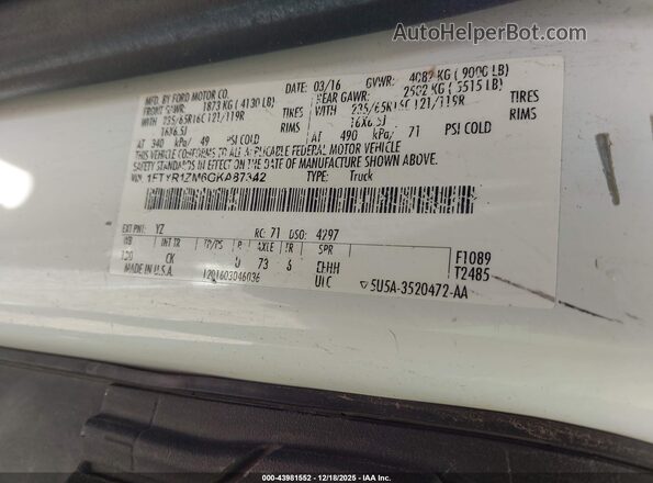1FTYR1ZM6GKA87342 2016 FORD TRANSIT-250 Green Вид підкапотного простору