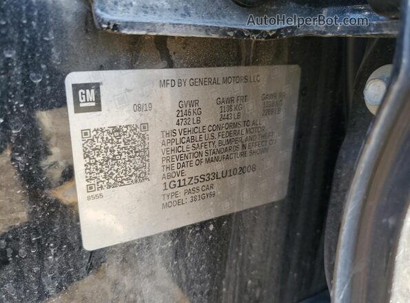 1G11Z5S33LU102008 2020 CHEVROLET IMPALA Black VIN կոդի պիտակի տեսք