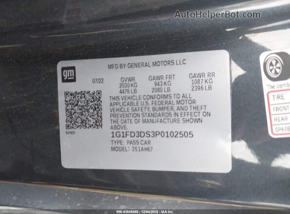 1G1FD3DS3P0102505 2023 CHEVROLET CAMARO Gray Շարժիչի բաժամունքի տեսք