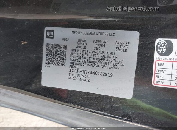 1G1FF1R74N0132919 2022 CHEVROLET CAMARO Black Widok komory silnika