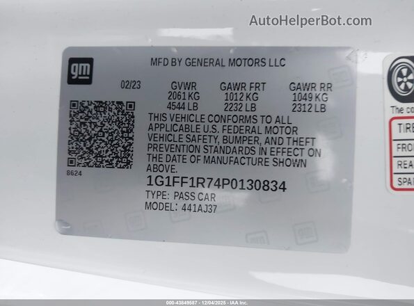 1G1FF1R74P0130834 2023 CHEVROLET CAMARO White Engine compartment view