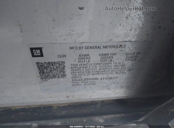 1G1FZ6S08L4149827 2020 CHEVROLET BOLT Silver Շարժիչի բաժամունքի տեսք