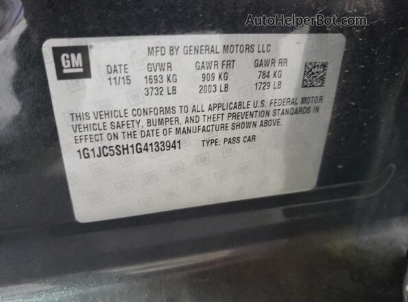 1G1JC5SH1G4133941 2016 CHEVROLET SONIC Gray Engine compartment view