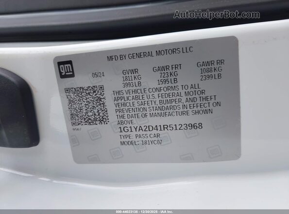 1G1YA2D41R5123968 2024 CHEVROLET CORVETTE White Widok komory silnika