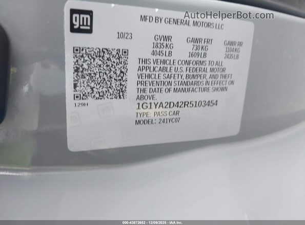 1G1YA2D42R5103454 2024 CHEVROLET CORVETTE Серый Вид подкапотного пространства
