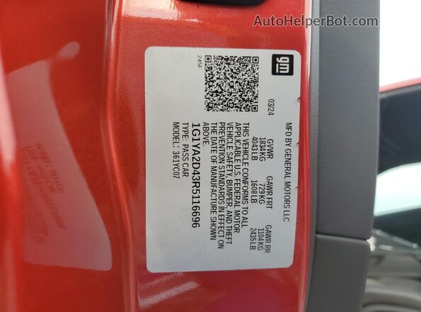 1G1YA2D43R5116696 2024 CHEVROLET CORVETTE Красный 