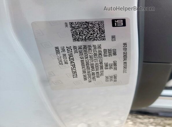 1G1YA2D47P5139721 2023 CHEVROLET CORVETTE Silver VIN sticker view