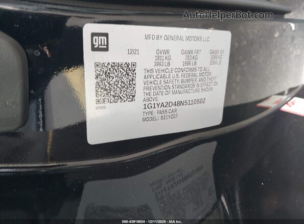 1G1YA2D48N5110502 2022 CHEVROLET CORVETTE Black ძრავის განყოფილების ხედი
