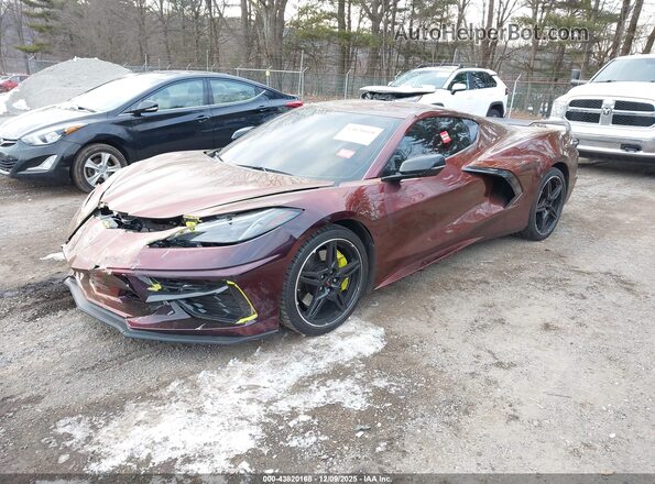 1G1YA2D49M5123399 2021 CHEVROLET CORVETTE Burgundy Առջևի ձախ երեք քառորդ տեսարան