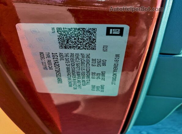 1G1YA2D71K5114901 2019 CHEVROLET CORVETTE Red VIN sticker view