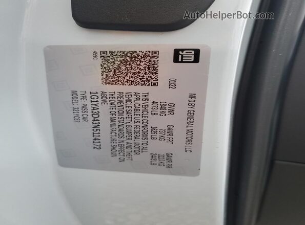 1G1YA3D43N5114172 2022 CHEVROLET CORVETTE Gray Vista de la etiqueta del VIN