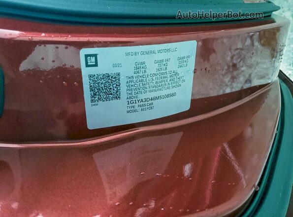 1G1YA3D46M5108560 2021 CHEVROLET CORVETTE Red Engine compartment view