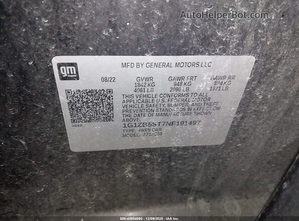 1G1ZB5ST7NF191497 2022 CHEVROLET MALIBU Black Вид підкапотного простору
