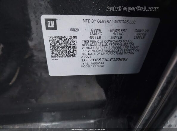 1G1ZB5STXLF150682 2020 CHEVROLET MALIBU Black Widok komory silnika