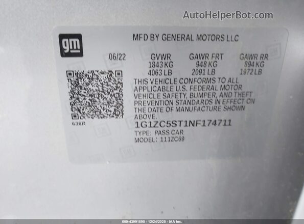 1G1ZC5ST1NF174711 2022 CHEVROLET MALIBU Silver Շարժիչի բաժամունքի տեսք
