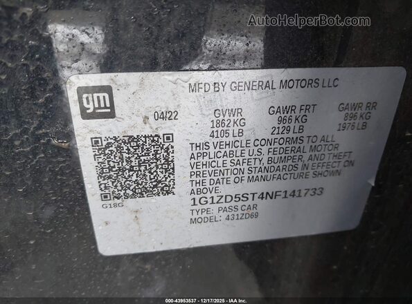 1G1ZD5ST4NF141733 2022 CHEVROLET MALIBU Black Вид підкапотного простору