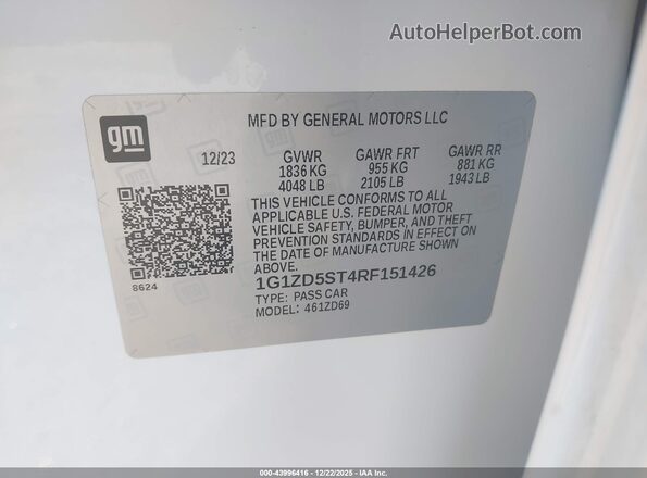 1G1ZD5ST4RF151426 2024 CHEVROLET MALIBU White Vista del compartimento del motor