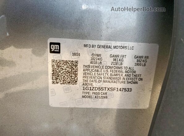 1G1ZD5STXSF147533 2025 CHEVROLET MALIBU Gray VIN sticker view
