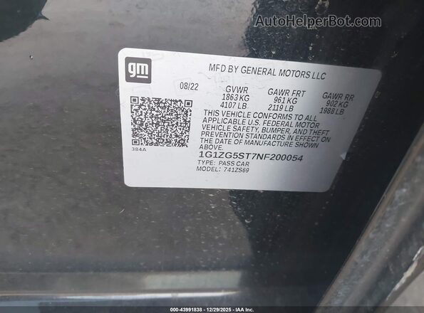 1G1ZG5ST7NF200054 2022 CHEVROLET MALIBU Black Engine compartment view