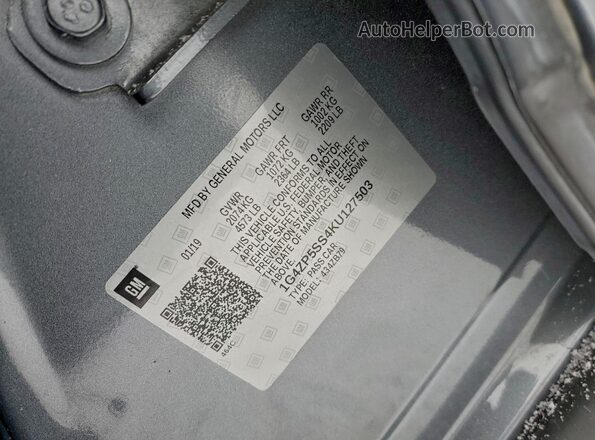 1G4ZP5SS4KU127503 2019 BUICK LACROSSE Gray VIN sticker view
