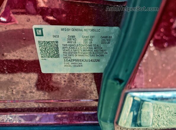 1G4ZP5SSXJU141226 2018 BUICK LACROSSE Red 
