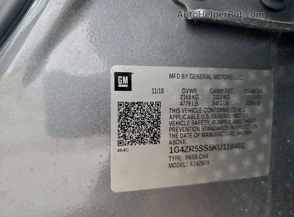 1G4ZR5SS5KU118481 2019 BUICK LACROSSE Silver Շարժիչի բաժամունքի տեսք