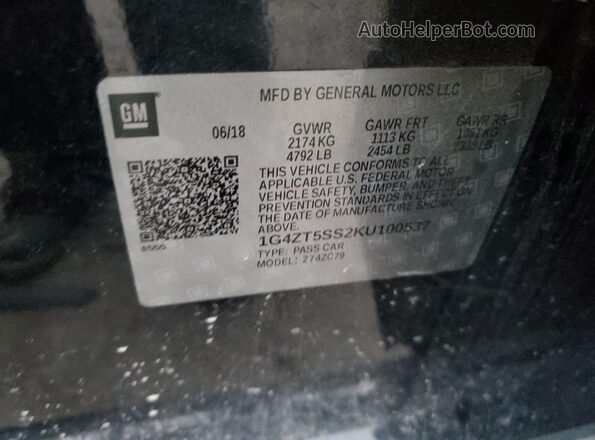 1G4ZT5SS2KU100537 2019 BUICK LACROSSE Black Вид підкапотного простору