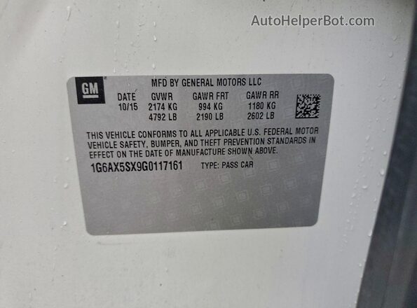 1G6AX5SX9G0117161 2016 CADILLAC CTS Белый Вид подкапотного пространства