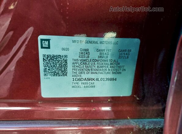 1G6DA5RK4L0139894 2020 CADILLAC CT4 Red Widok komory silnika