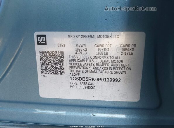 1G6DB5RK0P0139992 2023 CADILLAC CT4 Light Blue Շարժիչի բաժամունքի տեսք