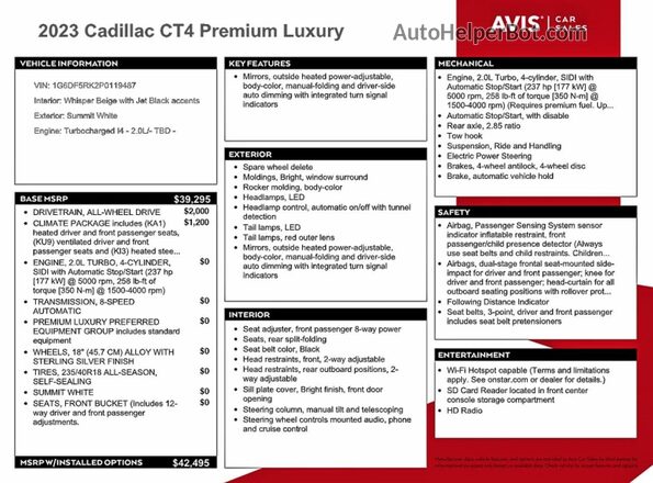 1G6DF5RK2P0119487 2023 CADILLAC CT4 Белый Вид подкапотного пространства
