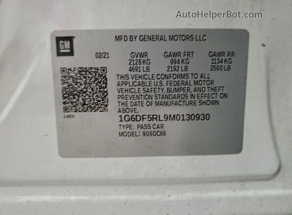 1G6DF5RL9M0130930 2021 CADILLAC CT4 White Engine compartment view