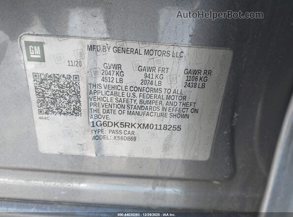 1G6DK5RKXM0118255 2021 CADILLAC CT4 Серый Вид подкапотного пространства