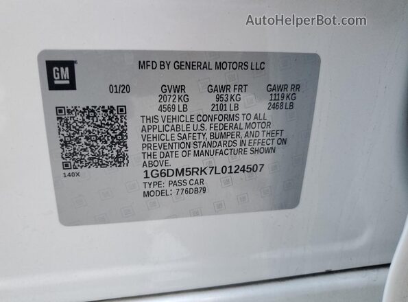 1G6DM5RK7L0124507 2020 CADILLAC CT5 Белый Вид подкапотного пространства