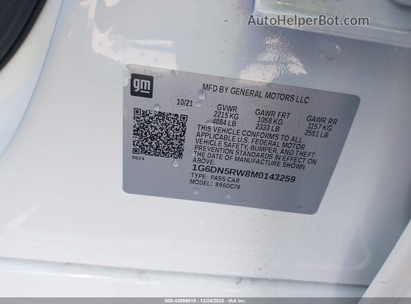 1G6DN5RW8M0143259 2021 CADILLAC CT5 White Engine compartment view