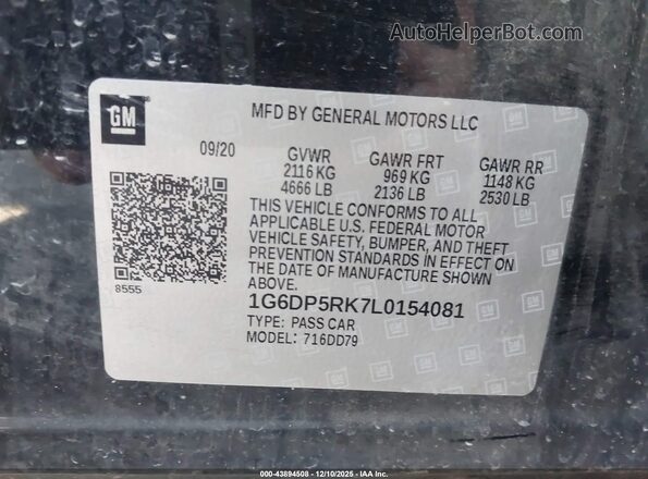 1G6DP5RK7L0154081 2020 CADILLAC CT5 Black ძრავის განყოფილების ხედი