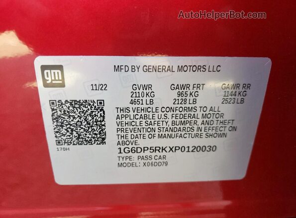 1G6DP5RKXP0120030 2023 CADILLAC CT5 Red Շարժիչի բաժամունքի տեսք