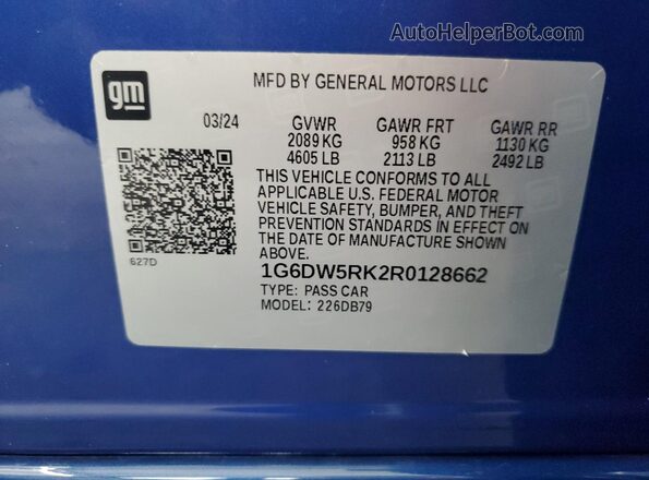 1G6DW5RK2R0128662 2024 CADILLAC CT5 Blue Widok komory silnika