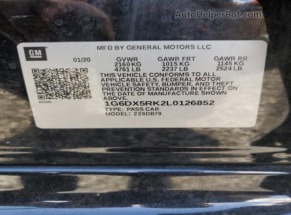 1G6DX5RK2L0126852 2020 CADILLAC CT5 Black Вид підкапотного простору