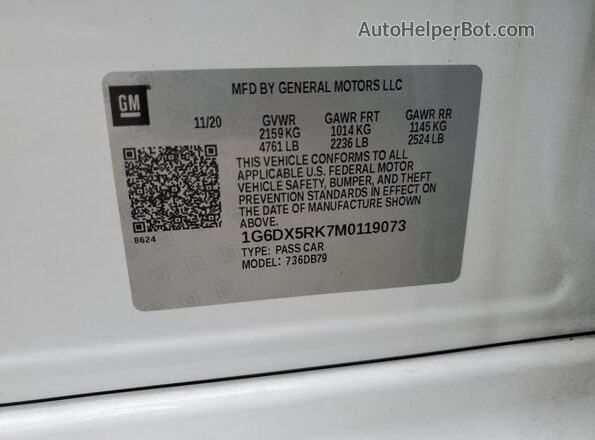 1G6DX5RK7M0119073 2021 CADILLAC CT5 White ძრავის განყოფილების ხედი