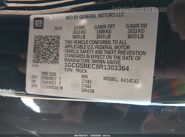 1GCGSBEC8R1303364 2024 CHEVROLET COLORADO Черный Вид подкапотного пространства