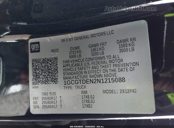 1GCGTDEN2N1215088 2022 CHEVROLET COLORADO Black Widok komory silnika